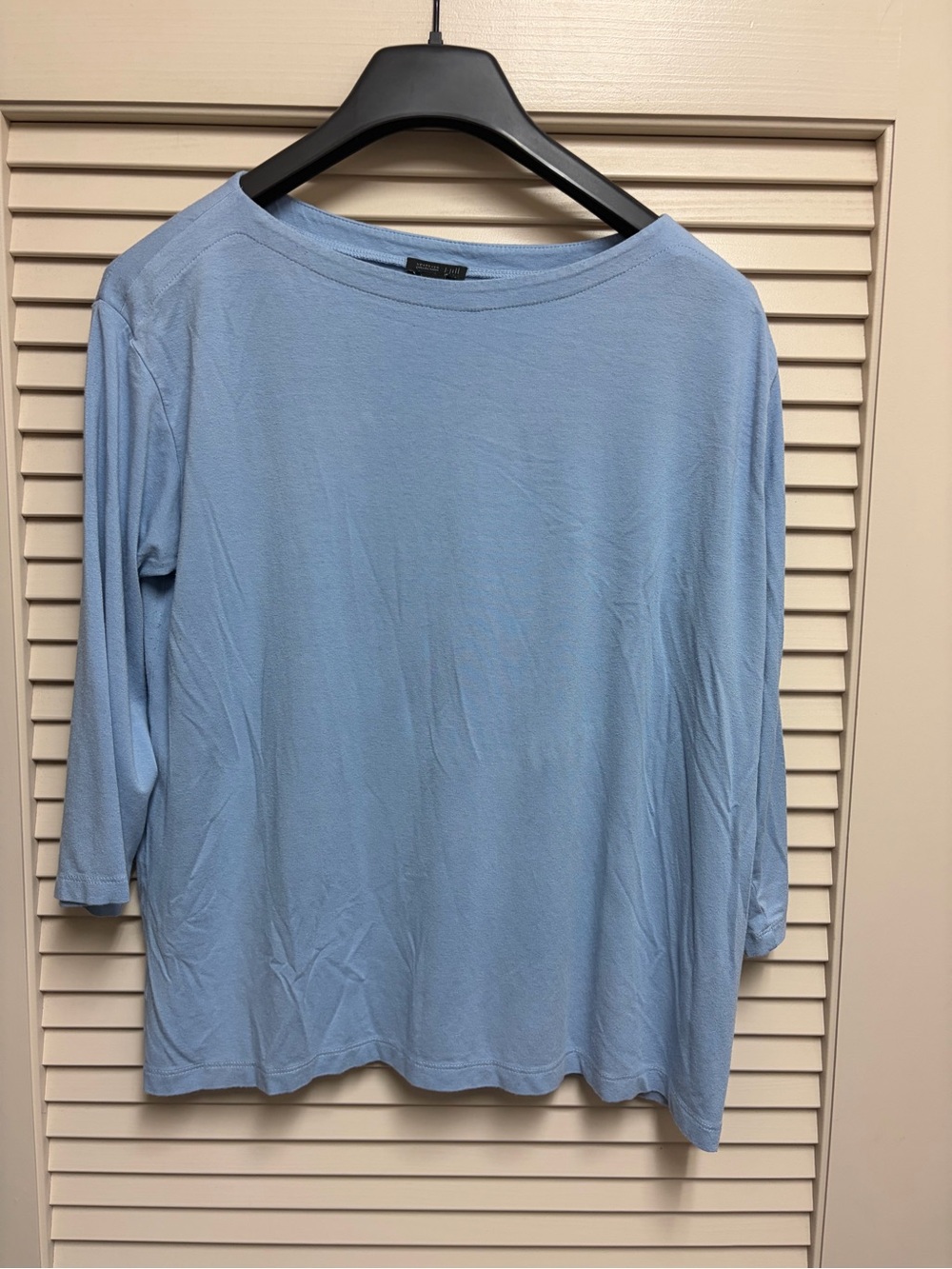 J Jill WearEver Top Womens L Blue 3/4 Sleeve Stretch Rayon Tunic Shirt
